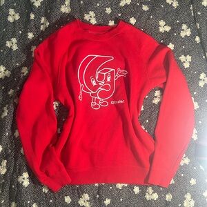 Glossier Red Sweatshirt with Graphic Design